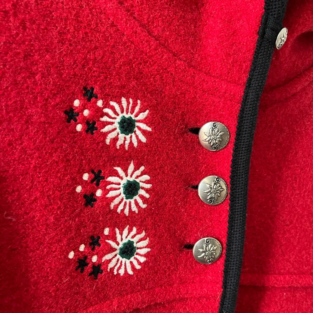 L.L. Bean Red Hooded Jacket with Black Trim - Picture 3 of 4